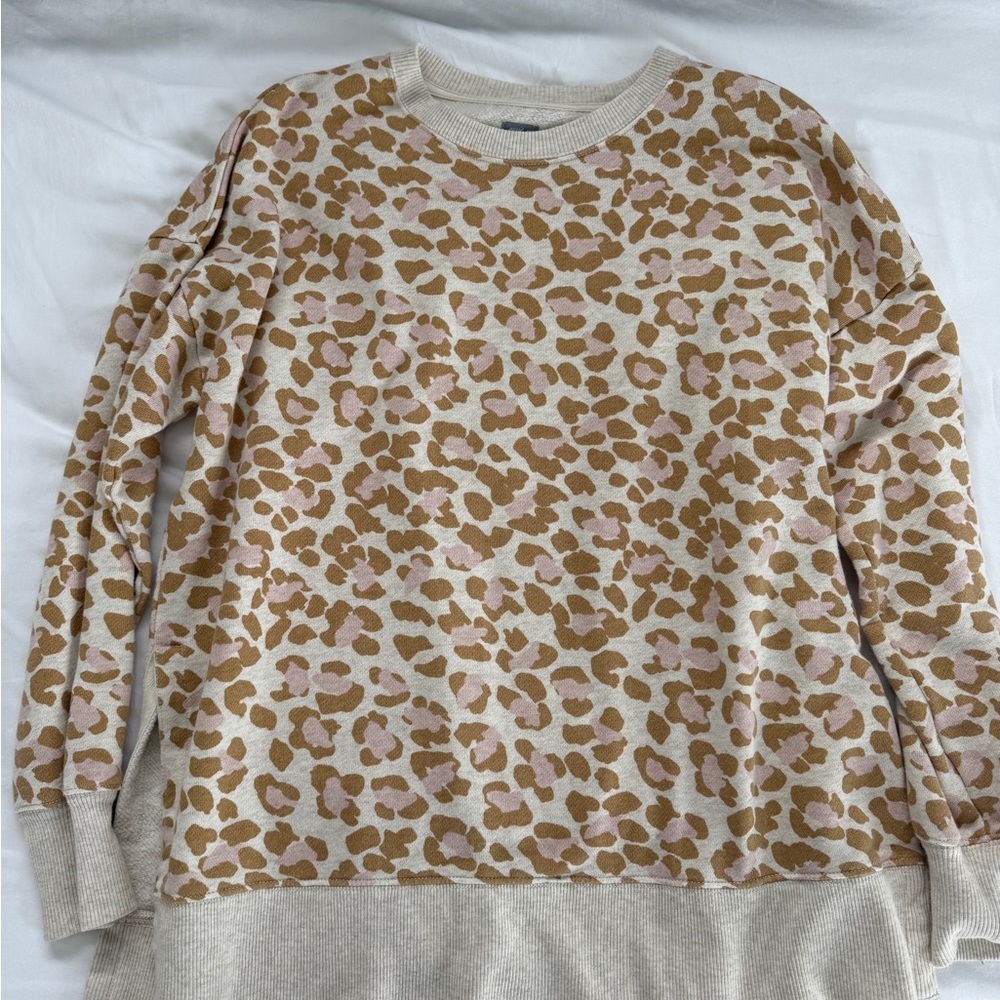 Aerie Oversized Crewneck Sweatshirt - leopard print - Women’s Small